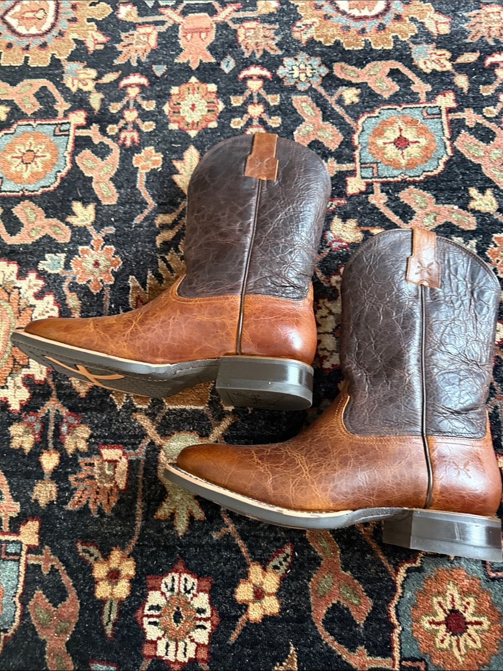 Frye /Cole Hauser Two-Tone Brown Leather Cowboy Boots - Picture 4 of 7